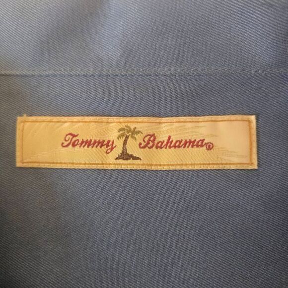Tommy Bahama Mens Silk Collared Short Sleeve Button Up Camp Shirt Blue Large - Picture 3 of 12